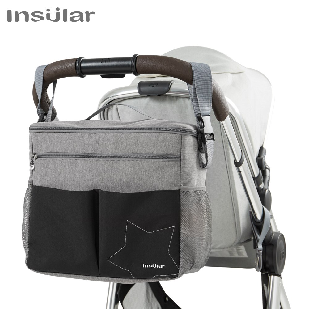 Backpack Diaper Bag - กระเป๋าใส่ผ้าอ้อมเด็กขนาดใหญ่แบบพกพาสำหรับเดินทาง กระเป๋าคุณแม่สำหรับรถเข็นเด็ก กระเป๋าเก็บอุณหภูมิสำหรับให้นม กระเป๋าผ้าอ้อมโพลีเอสเตอร์แบบเรียบ