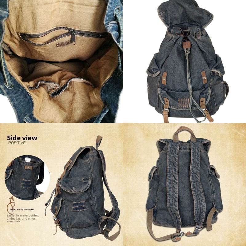 กระเป๋าสะพายหลังสไตล์เรโทร ทำจ - Canvas Backpack Casual บทวิจารณ์และราคา