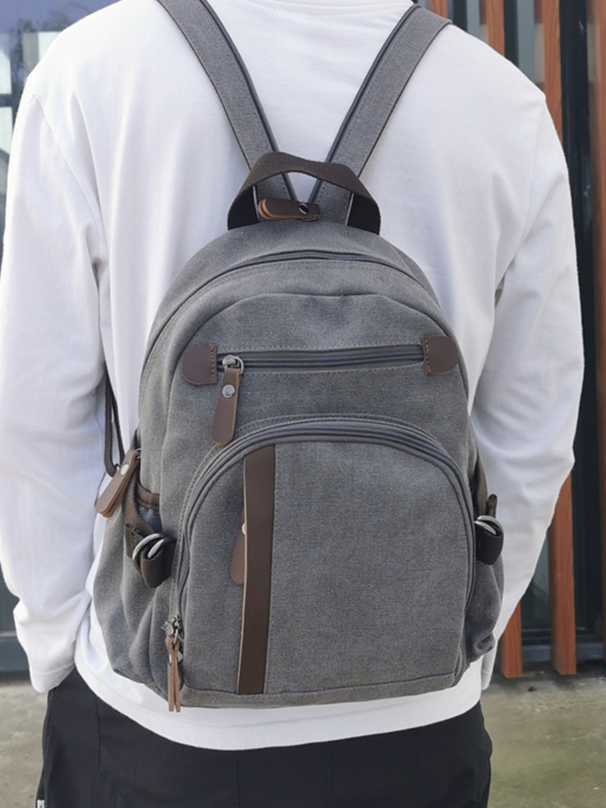 กระเป๋าเป้ผ้าแคนวาสขนาดเล็ก กร - Canvas Backpack Casual บทวิจารณ์และราคา